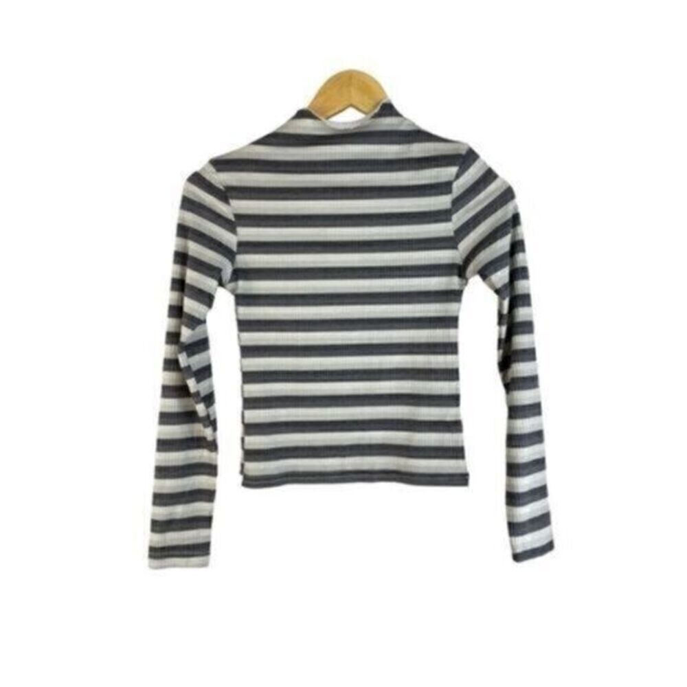 Cali Be Nordstrom Girls Gray Striped Long Sleeve Top Extra Small